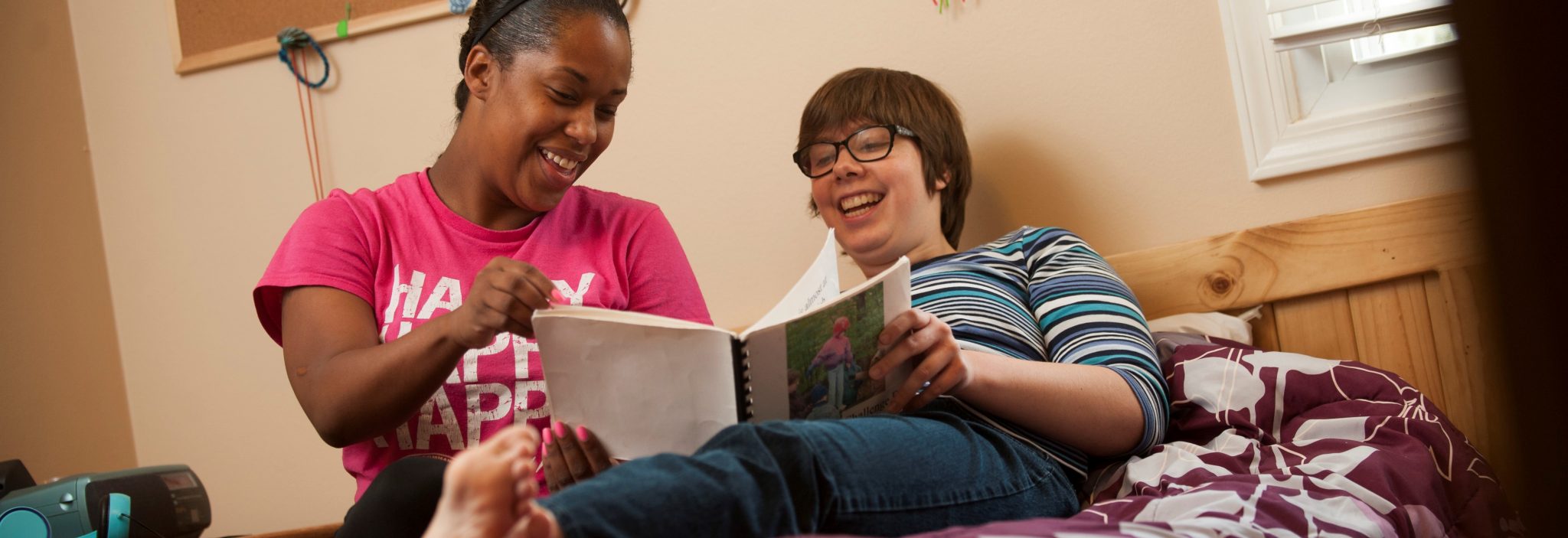 Caregiver reading with person